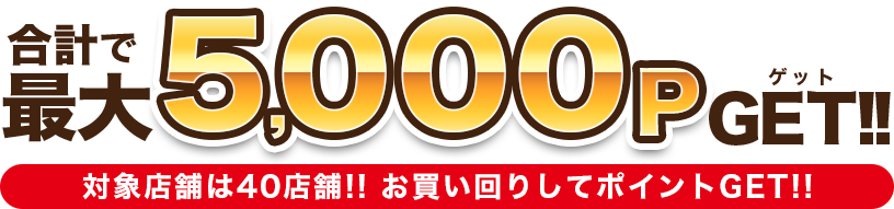 お買い物をした店舗数に応じて、貰えるポイントがどんどんアップしていくお得なキャンペーンです。