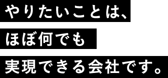 やりたいことは、ほぼ何でも実現できる会社です。