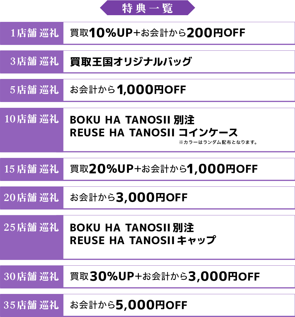 イベント特典一覧